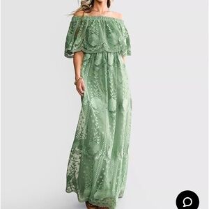 Daytrip Sage Green Lace Maxi Dress